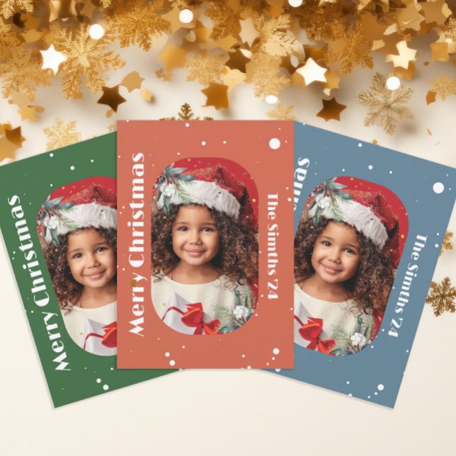 Merry Christmas Snowflake and Mistletoe Photo Holiday Card (Creator Uploaded)