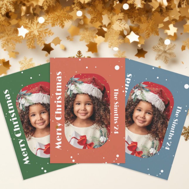 Merry Christmas Snowflake and Mistletoe Photo Holiday Card (Creator Uploaded)