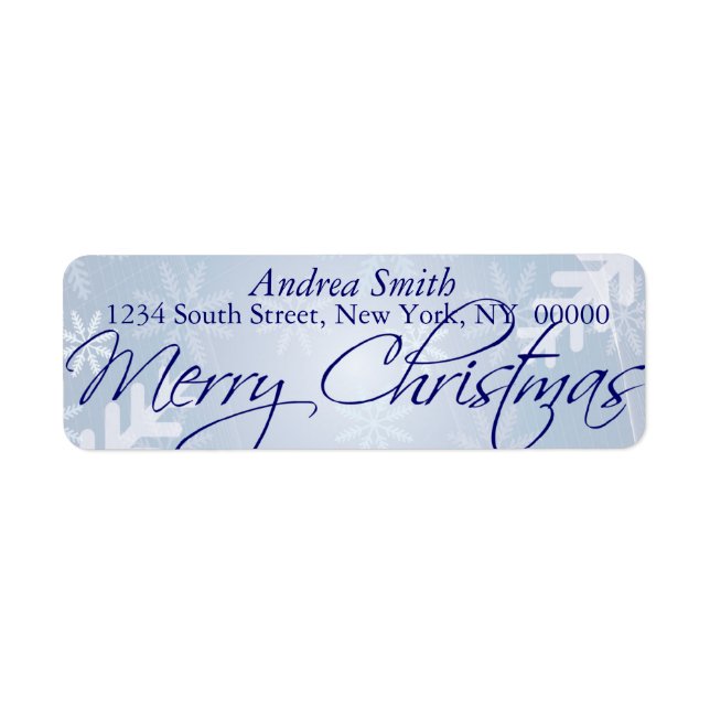 Merry Christmas Snowflake Blue Address Labels (Front)