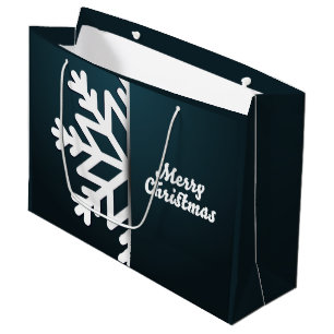 Merry Christmas Snowflake Blue Large Gift Bag