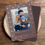 Merry Christmas Snowflake Elegant Rose Gold Photo  Foil Holiday Card<br><div class="desc">elegant real silver foil style for holidays and Christmas. This simple Holiday Christmas Photo Card features a full bleed with a white border. A trendy and Modern rustic Merry Christmas greeting on the front side fits 1 Photo. This design features a Christmas holiday rose gold snowflake winter, family photo 1...</div>