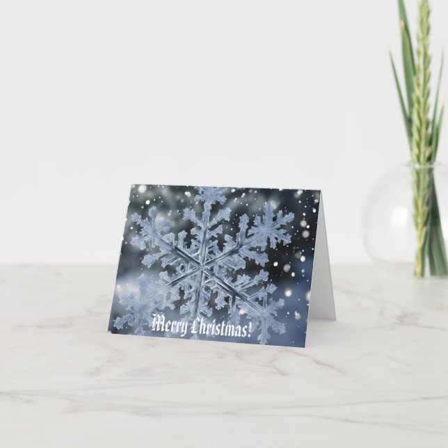 Merry Christmas Snowflake Folded Greeting Card (Front)