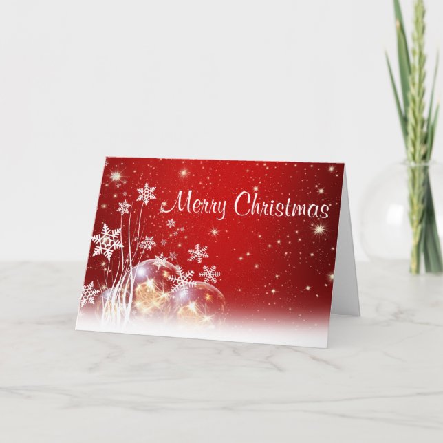 Merry Christmas Snowflake Folded Holiday Cards (Front)
