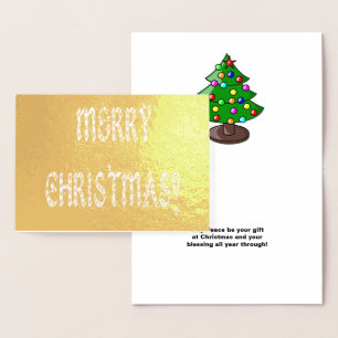 Merry Christmas Snowflake Font Tree Verse Foil Card