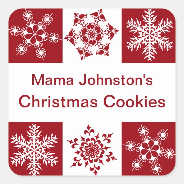 Merry Christmas Snowflake Gift Package Decoration Square Sticker (Front)