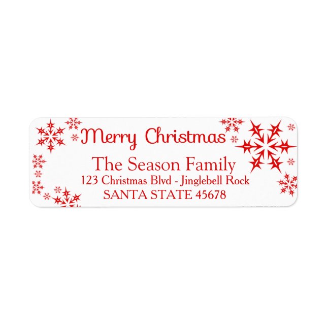 Merry Christmas snowflake Holiday Address Label (Front)
