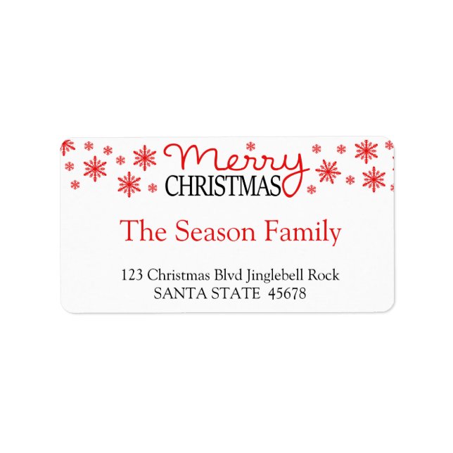 Merry Christmas snowflake holiday Label (Front)