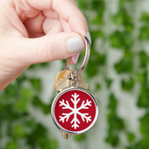 Merry Christmas Snowflake Holiday Winter Key Ring
