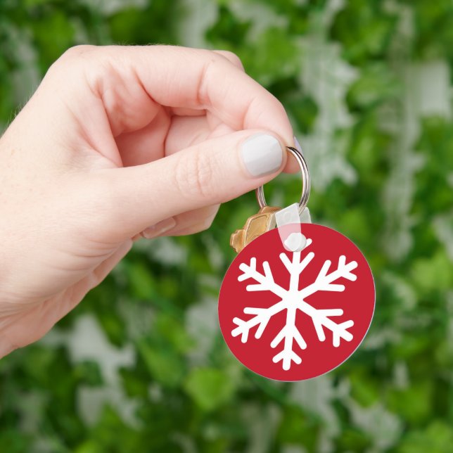 Merry Christmas Snowflake Holiday Winter Key Ring (Hand)