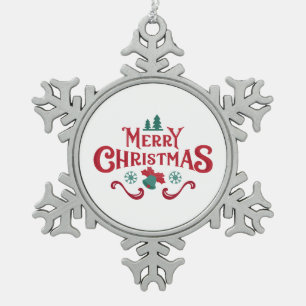 Merry Christmas Snowflake Ornament