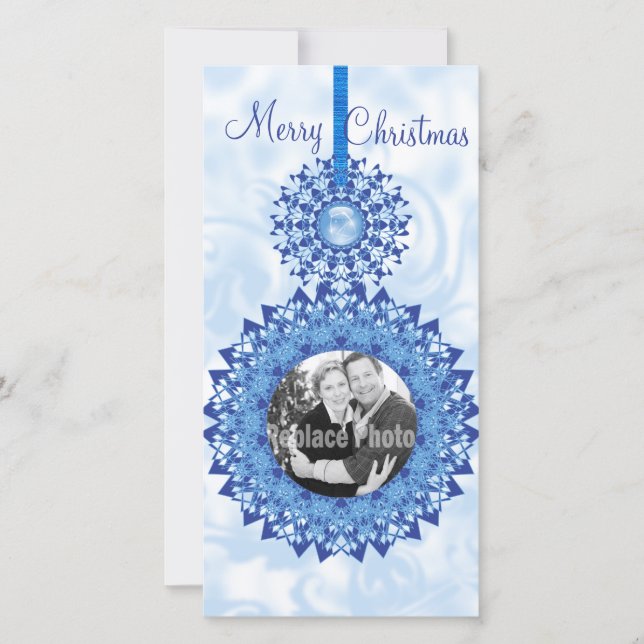 Merry Christmas Snowflake Ornaments Photo Template (Front)