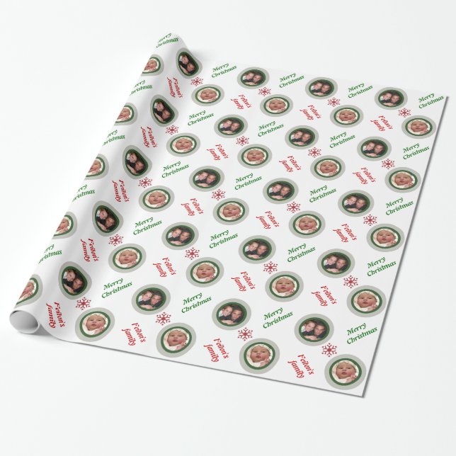 Merry Christmas snowflake personalised photo Wrapping Paper (Unrolled)
