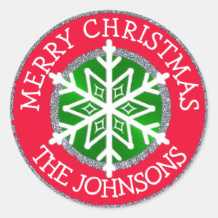 Merry Christmas, Snowflake Personalised Sticker
