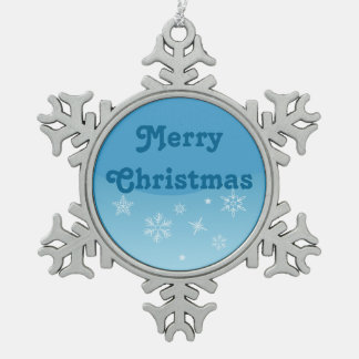Merry Christmas Snowflake Pewter Christmas Ornament