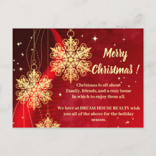 Merry Christmas Snowflake Real Estate  Holiday Postcard