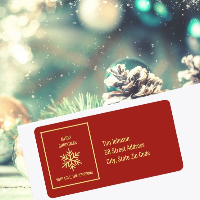Merry Christmas Snowflake Return Address Label (Merry Christmas Snowflake Return Address Label)