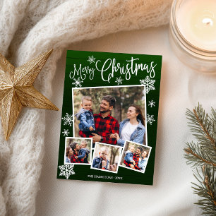Merry Christmas Snowflake Rustic 4 Photos Postcard