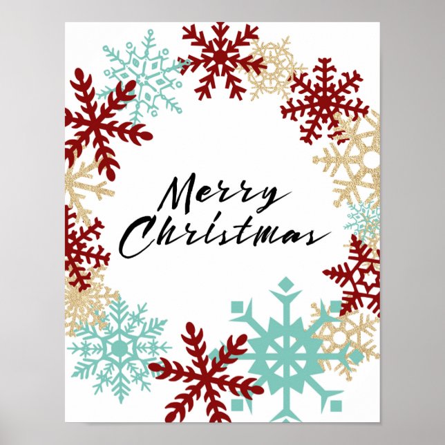 Merry Christmas - Snowflake Wreath - Poster (Front)