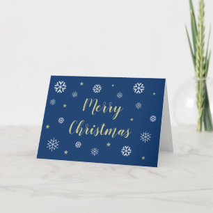 Merry Christmas Snowflakes Blank Blue Holiday Card