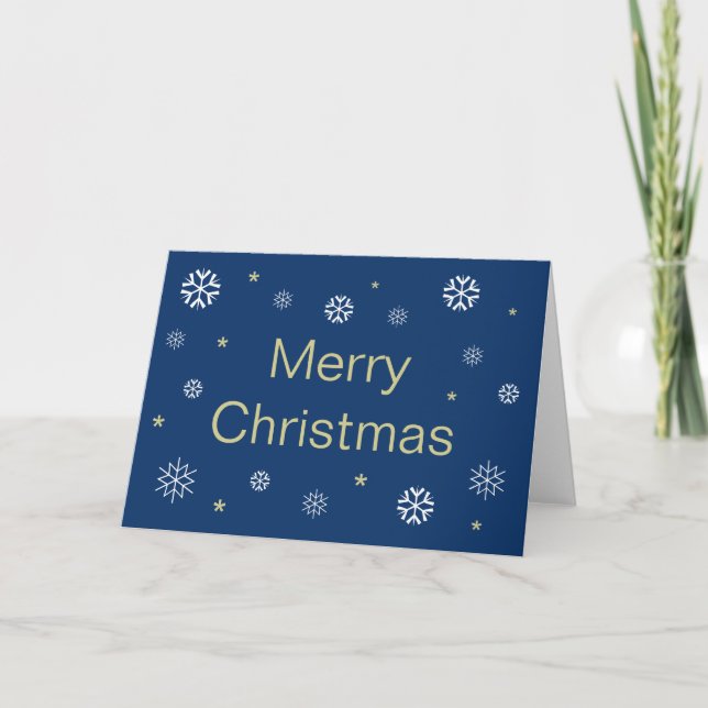 Merry Christmas Snowflakes Blue Blank Card (Front)