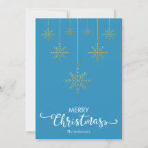 Merry Christmas Snowflakes Blue Christmas Card