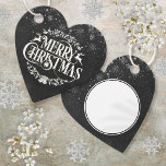 Merry Christmas Snowflakes Boho Chalkboard Favour Tags<br><div class="desc">A boho black and white Merry Christmas gift tag featuring falling snowflakes and a beautiful typographic Merry Christmas design on a chalkboard background. The back has a panel for you to write your special season's message. Designed by Thisisnotme©</div>