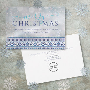 Merry Christmas Snowflakes Business Logo Holiday Card