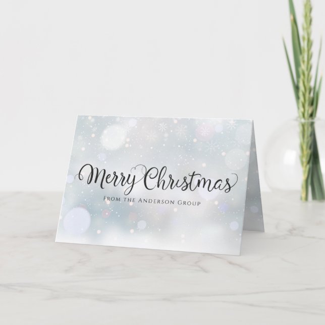Merry Christmas Snowflakes Corporate Holiday Card (Front)