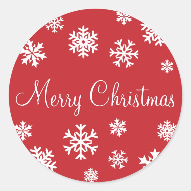 Merry Christmas Snowflakes Envelope Sticker Seal (Front)