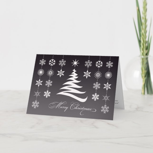 Merry Christmas Snowflakes Folded Card (Front)