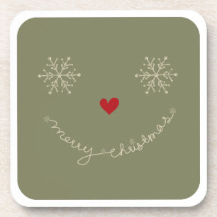 Merry Christmas Snowflakes Funny Smiley Face Kid's Coaster