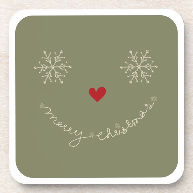 Merry Christmas Snowflakes Funny Smiley Face Kid's Coaster (Front)