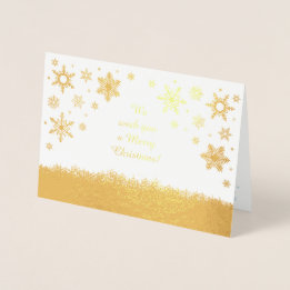 Merry Christmas Snowflakes Gold Foil Card