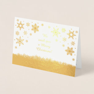 Merry Christmas Snowflakes Gold Foil Card