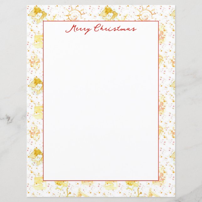 Merry Christmas Snowflakes Golden Yellow Letter (Front)