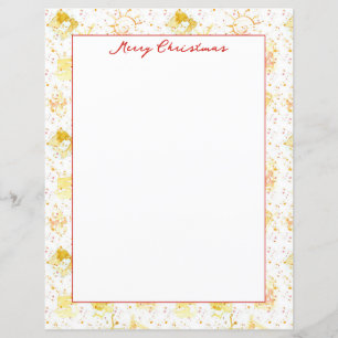 Merry Christmas Snowflakes Golden Yellow Letter