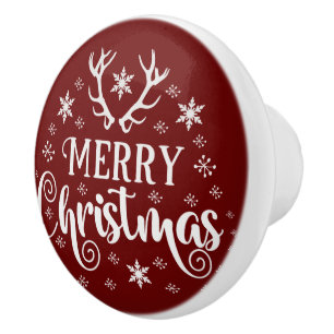 Merry Christmas Snowflakes, Happy New Year Ceramic Knob