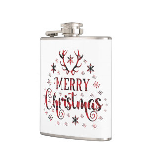 Merry Christmas Snowflakes, Happy New Year Hip Flask