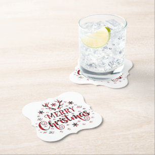 Merry Christmas Snowflakes, Happy New Year Paper Coaster