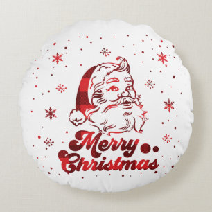 Merry Christmas Snowflakes, Happy New Year Round Cushion