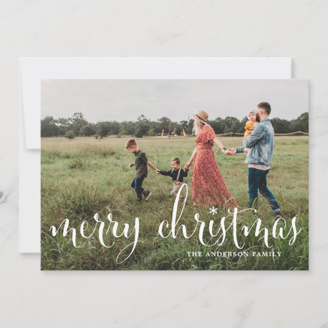 Merry Christmas | Snowflakes Holiday Photo Card (Front)