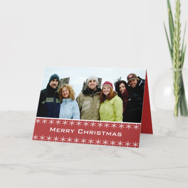 Merry Christmas Snowflakes ith Your Family Photo Holiday Card (Front)