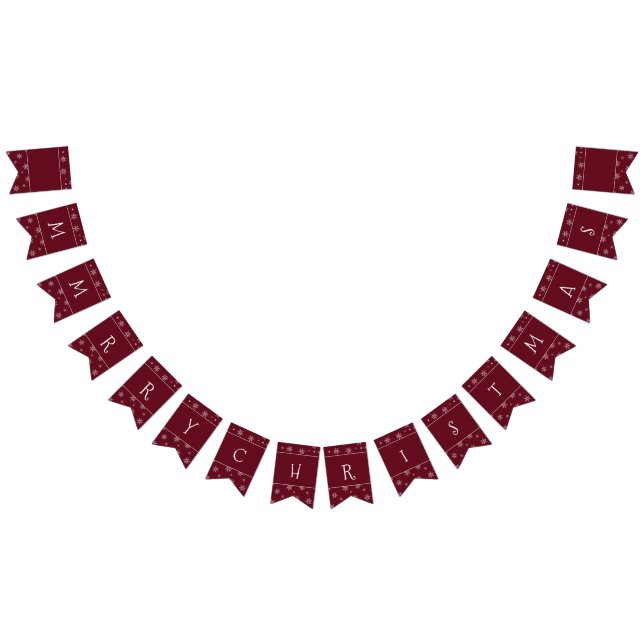 Merry Christmas Snowflakes on Autumn Burgundy Bunting (All)