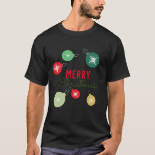 Merry Christmas Snowflakes Ornament Black T-Shirt