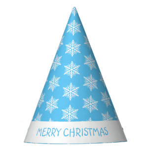 Merry Christmas Snowflakes Personalised  Party Hat