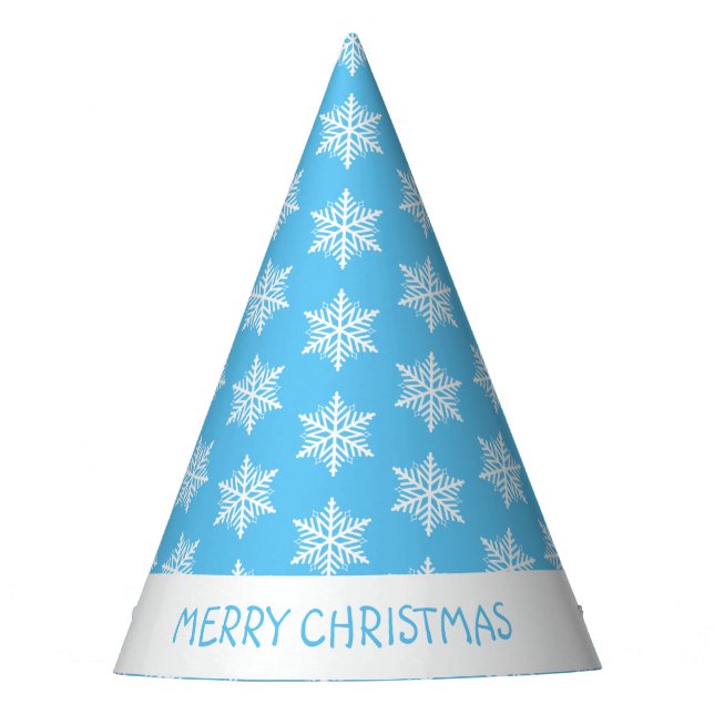 Merry Christmas Snowflakes Personalised  Party Hat (Front)