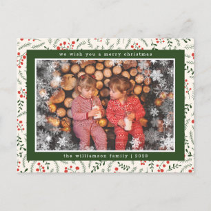 Merry Christmas Snowflakes Photo Holiday Card