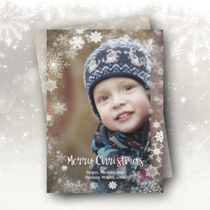 Merry Christmas Snowflakes Photo Holiday Card
