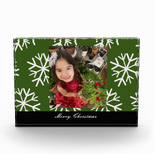 Merry Christmas Snowflakes Photo Script  Block