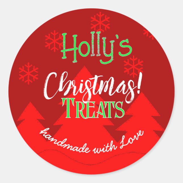 Merry Christmas snowflakes red label (Front)